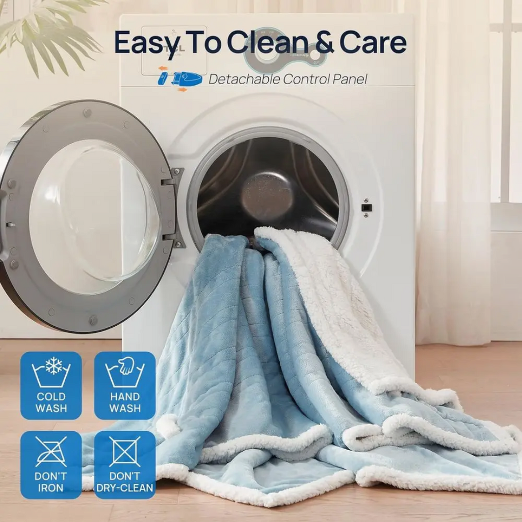 Ultra-Soft Wearable Blanket with Sleeves & Foot Pocket – 6 Heat Levels