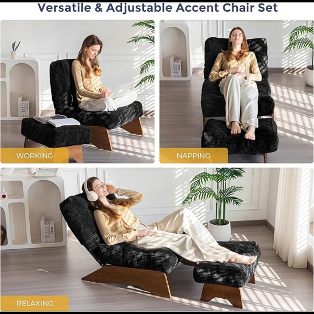 Accent Chair with Ottoman Adjustable Backrest,  for Reading Room