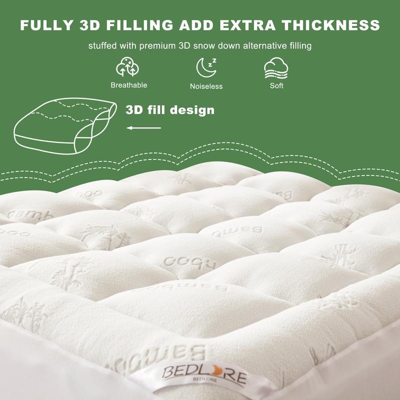 King Size Bamboo Viscose Pillow Top Mattress Topper